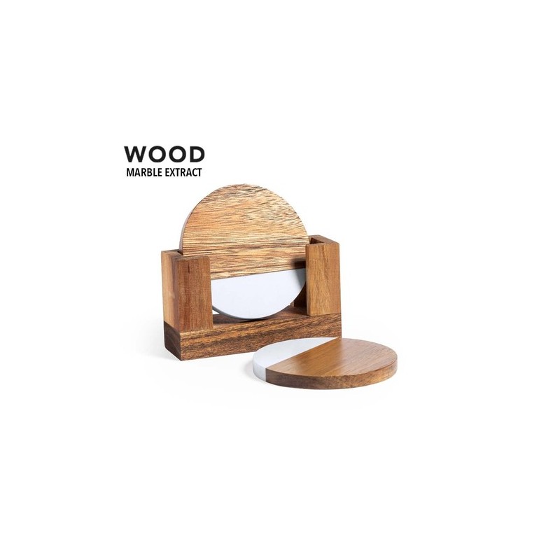 Set Éco-responsable de Sous-Verres Personnalisés Derrol Matières : bois