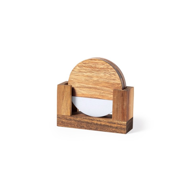 Set Éco-responsable de Sous-Verres Personnalisés Derrol Matières : bois personnalisable avec votre logo