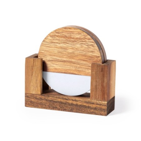Set Éco-responsable de Sous-Verres Personnalisés Derrol Matières : bois personnalisable avec votre logo