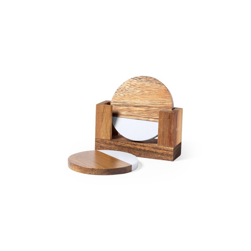 Set Éco-responsable de Sous-Verres Personnalisés Derrol Matières : bois cadeau entreprise pas cher