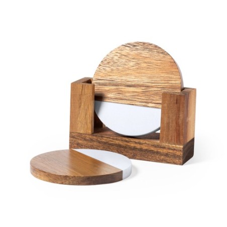 Set Éco-responsable de Sous-Verres Personnalisés Derrol Matières : bois cadeau entreprise pas cher