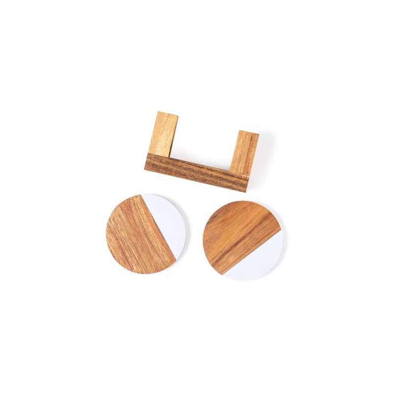 Set Éco-responsable de Sous-Verres Personnalisés Derrol Matières : bois goodies publicitaire événementiel