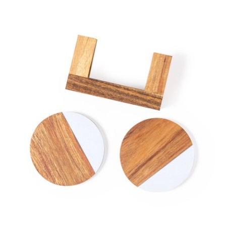 Set Éco-responsable de Sous-Verres Personnalisés Derrol Matières : bois goodies publicitaire événementiel