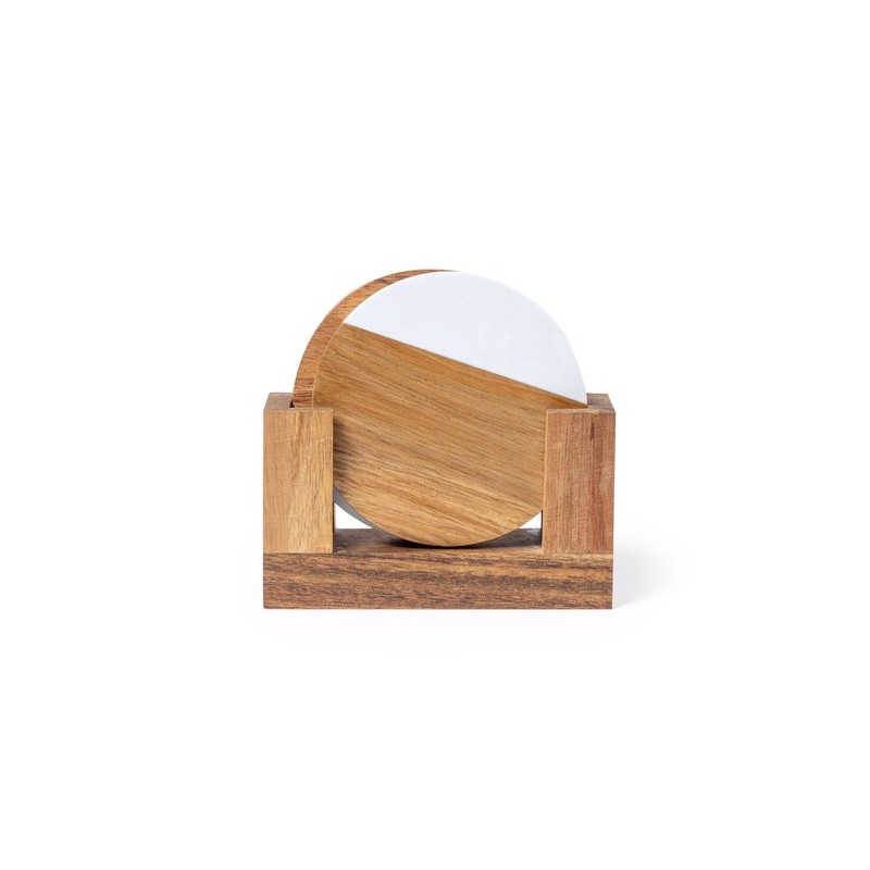 Set Éco-responsable de Sous-Verres Personnalisés Derrol Matières : bois impression haute définition