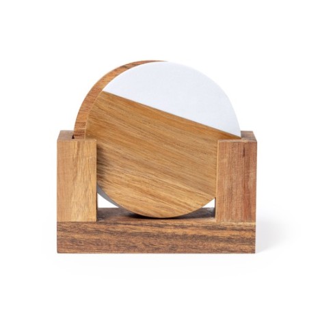 Set Éco-responsable de Sous-Verres Personnalisés Derrol Matières : bois impression haute définition
