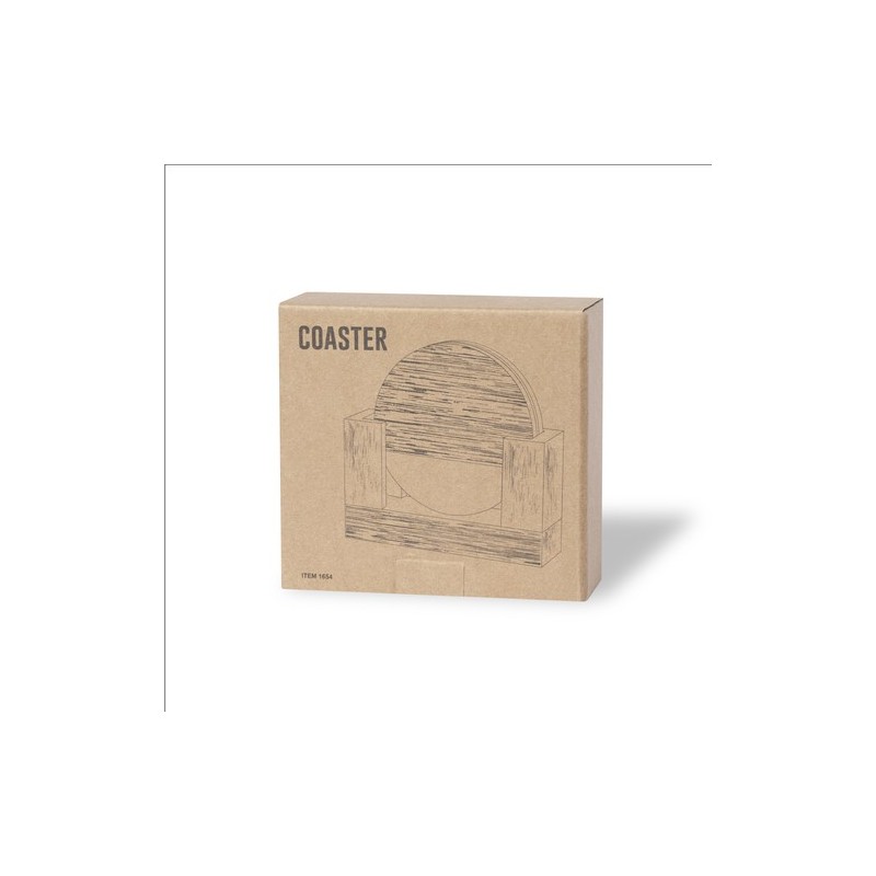 Set Éco-responsable de Sous-Verres Personnalisés Derrol Matières : bois marquage laser ultra précis