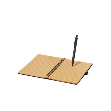 Cahier Éco-responsable Personnalisé avec Stylo - Alanna pas cher Matières : polypropylène (PP) Couleurs : marron impression haut