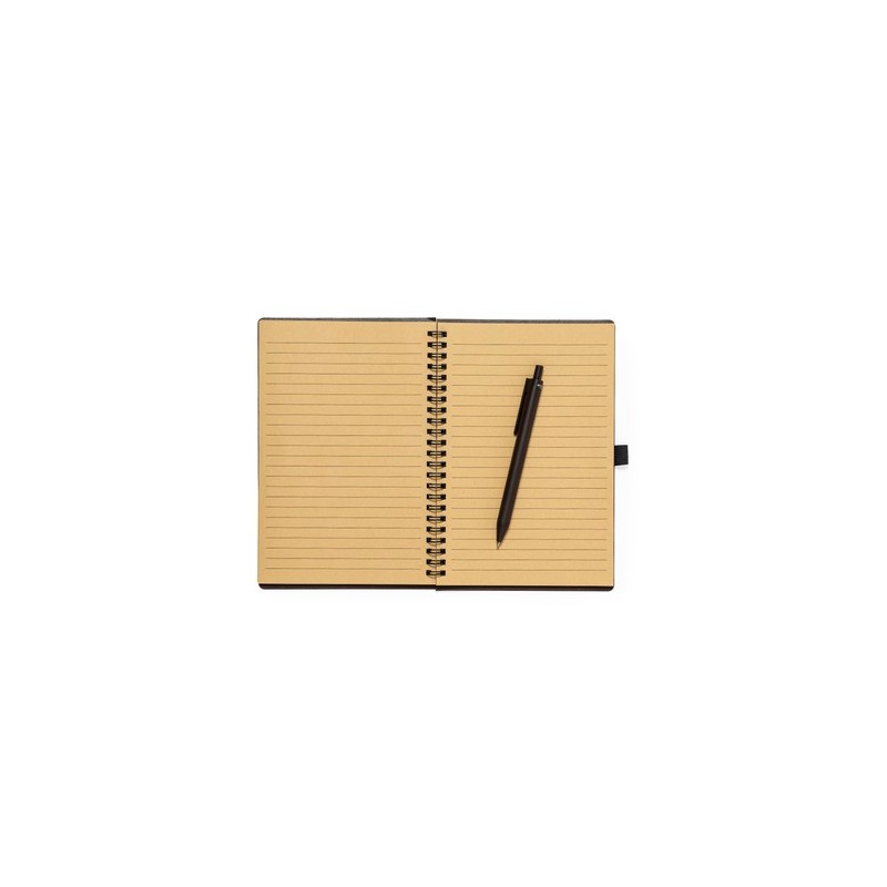 Cahier Éco-responsable Personnalisé avec Stylo - Alanna pas cher Matières : polypropylène (PP) Couleurs : marron marquage laser 