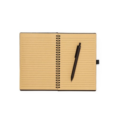 Cahier Éco-responsable Personnalisé avec Stylo - Alanna pas cher Matières : polypropylène (PP) Couleurs : marron marquage laser 