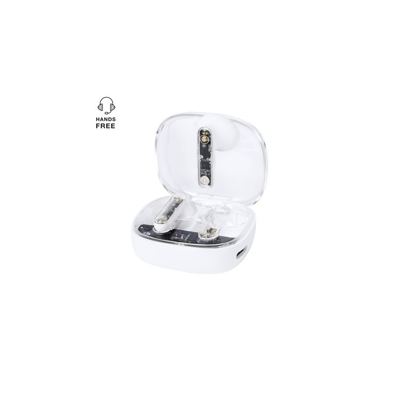 Écouteurs Bluetooth Ergonomiques Personnalisés pas chers - Webex Couleurs : blanc personnalisable avec votre logo