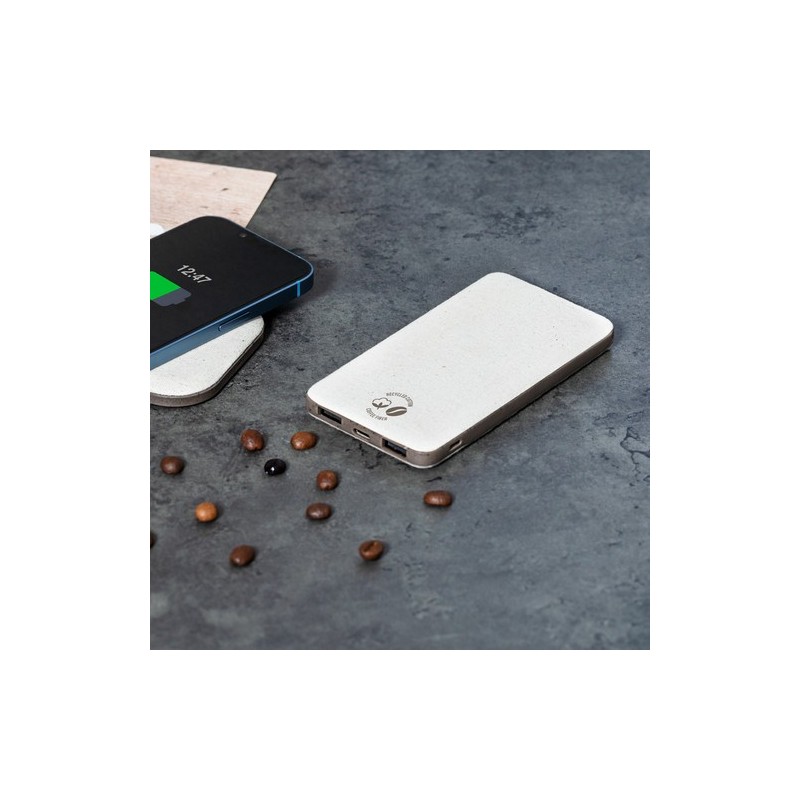 Batterie Éco-responsable Personnalisée 5000 mAh - Power Bank Mayer Matières : coton recyclé Couleurs : marron cadeau entreprise 