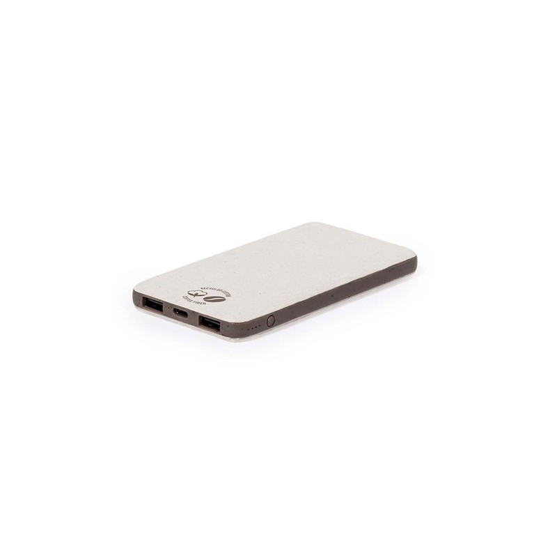 Batterie Éco-responsable Personnalisée 5000 mAh - Power Bank Mayer Matières : coton recyclé Couleurs : marron goodies publicitai