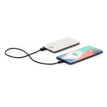 Batterie Éco-responsable Personnalisée 5000 mAh - Power Bank Mayer Matières : coton recyclé Couleurs : marron impression haute d
