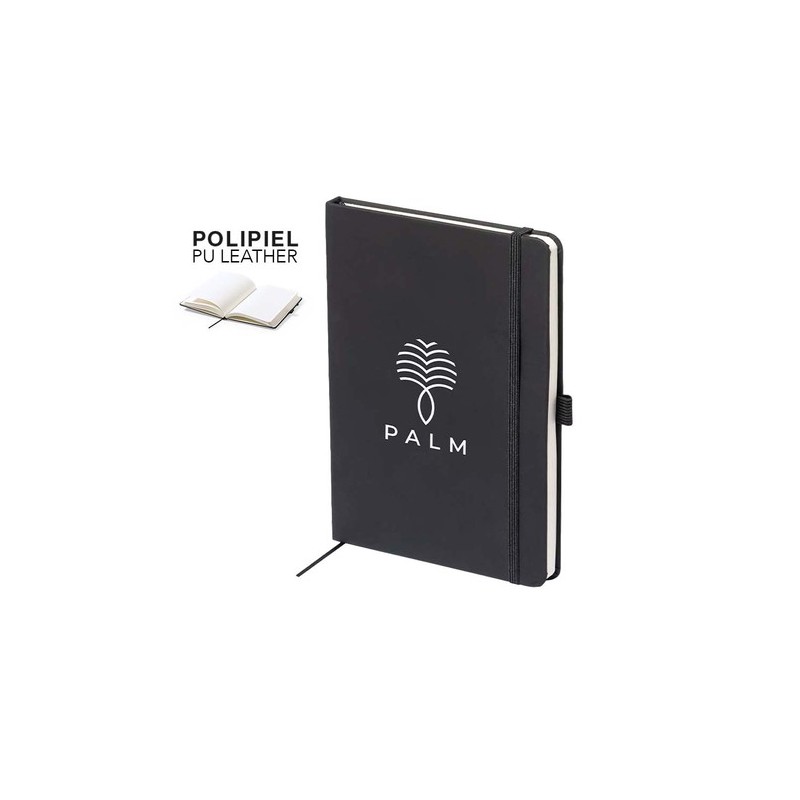 Bloc Notes Personnalisé Éco-responsable Xeria Matières : PU Couleurs : noir personnalisable avec votre logo
