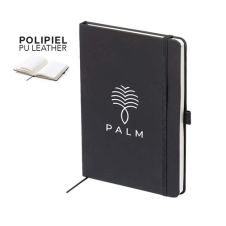 Bloc Notes Personnalisé Éco-responsable Xeria Matières : PU Couleurs : noir personnalisable avec votre logo