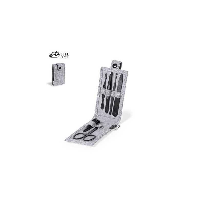 Set Éco-responsable Pratique de Manucure Lacky - Cadeau Personnalisé pas cher Matières : PET recyclé Couleurs : gris personnalis