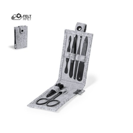 Set Éco-responsable Pratique de Manucure Lacky - Cadeau Personnalisé pas cher Matières : PET recyclé Couleurs : gris personnalis