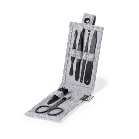 Set Éco-responsable Pratique de Manucure Lacky - Cadeau Personnalisé pas cher Matières : PET recyclé Couleurs : gris cadeau entr