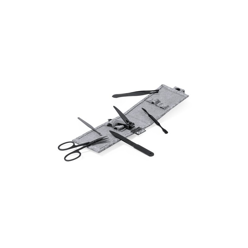Set Éco-responsable Pratique de Manucure Lacky - Cadeau Personnalisé pas cher Matières : PET recyclé Couleurs : gris impression 