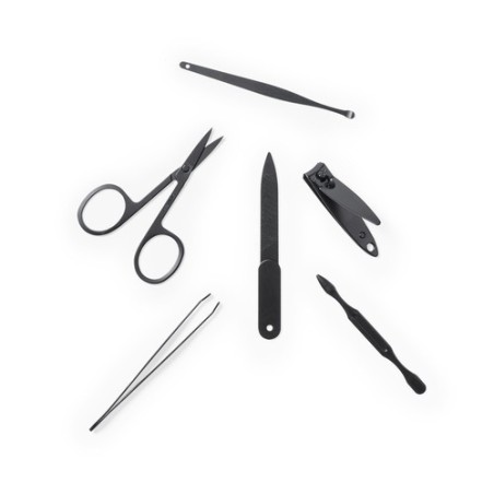 Set Éco-responsable Pratique de Manucure Lacky - Cadeau Personnalisé pas cher Matières : PET recyclé Couleurs : gris marquage la