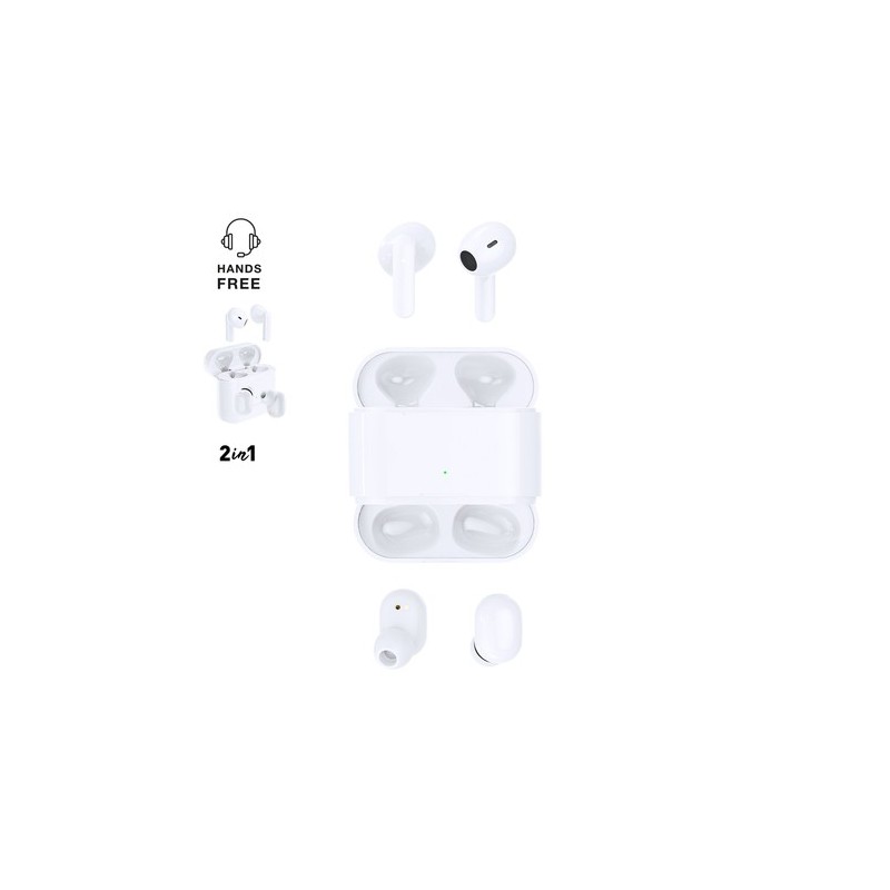 Écouteurs sans Fil Éco-responsables et Personnalisés Élégants Baksen Couleurs : blanc personnalisable avec votre logo