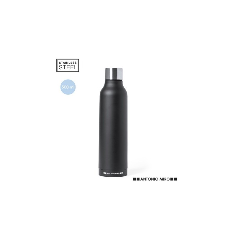 Bouteille Isotherme Personnalisée Thermique Thomson Matières : acier inoxydable Couleurs : noir personnalisable avec votre logo