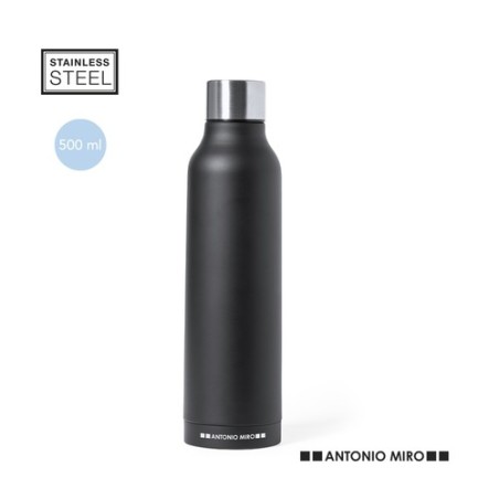 Bouteille Isotherme Personnalisée Thermique Thomson Matières : acier inoxydable Couleurs : noir personnalisable avec votre logo