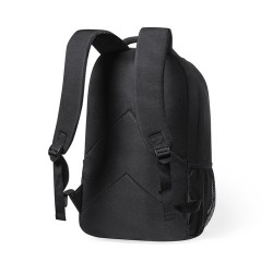 Sac à Dos Éco-responsable et Fonctionnel Personnalisé pas cher - Berny Couleurs : noir Matières : polyester recyclé impression h