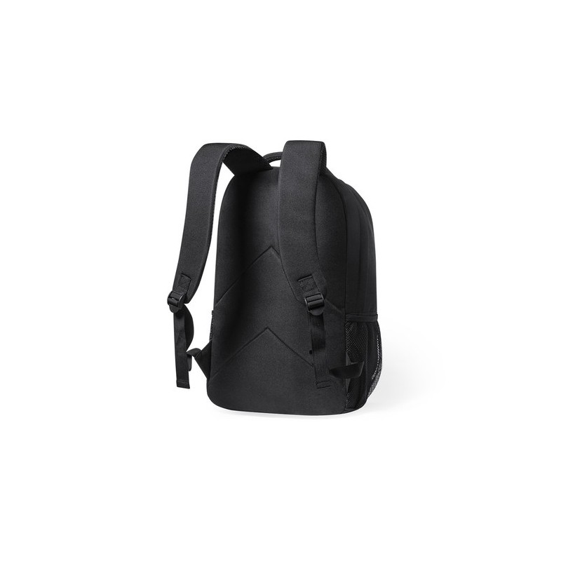 Sac à Dos Éco-responsable et Fonctionnel Personnalisé pas cher - Berny Couleurs : noir Matières : polyester recyclé impression h