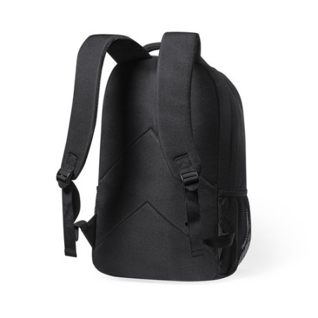 Sac à Dos Éco-responsable et Fonctionnel Personnalisé pas cher - Berny Couleurs : noir Matières : polyester recyclé impression h