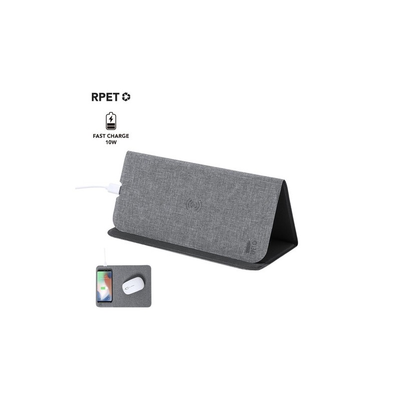Tapis Souris Chargeur Éco-responsable Personnalisé pas cher - Kimy Matières : polyester Couleurs : gris personnalisable avec vot