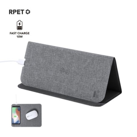 Tapis Souris Chargeur Éco-responsable Personnalisé pas cher - Kimy Matières : polyester Couleurs : gris personnalisable avec vot