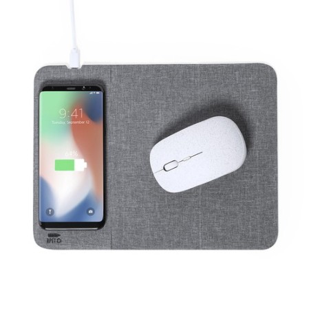 Tapis Souris Chargeur Éco-responsable Personnalisé pas cher - Kimy Matières : polyester Couleurs : gris cadeau entreprise pas ch
