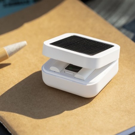 Écouteurs Bluetooth solaires personnalisés pas chers - Vinzer Couleurs : blanc marquage laser ultra précis
