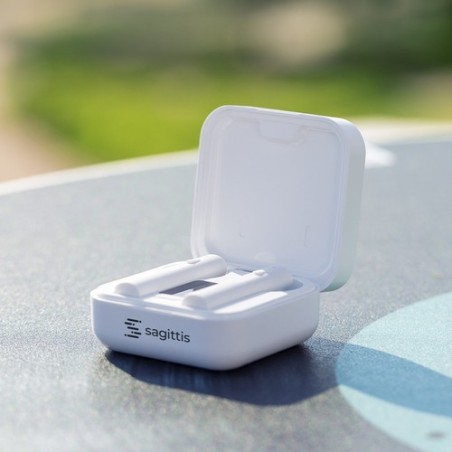 Écouteurs Bluetooth solaires personnalisés pas chers - Vinzer Couleurs : blanc objet promotionnel éco-responsable