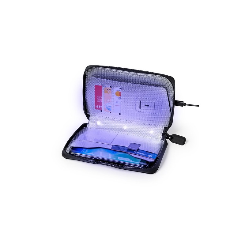 Organiseur UV Stérilisateur Personnalisé - Boxny Matières : polyester Couleurs : noir objet promotionnel éco-responsable