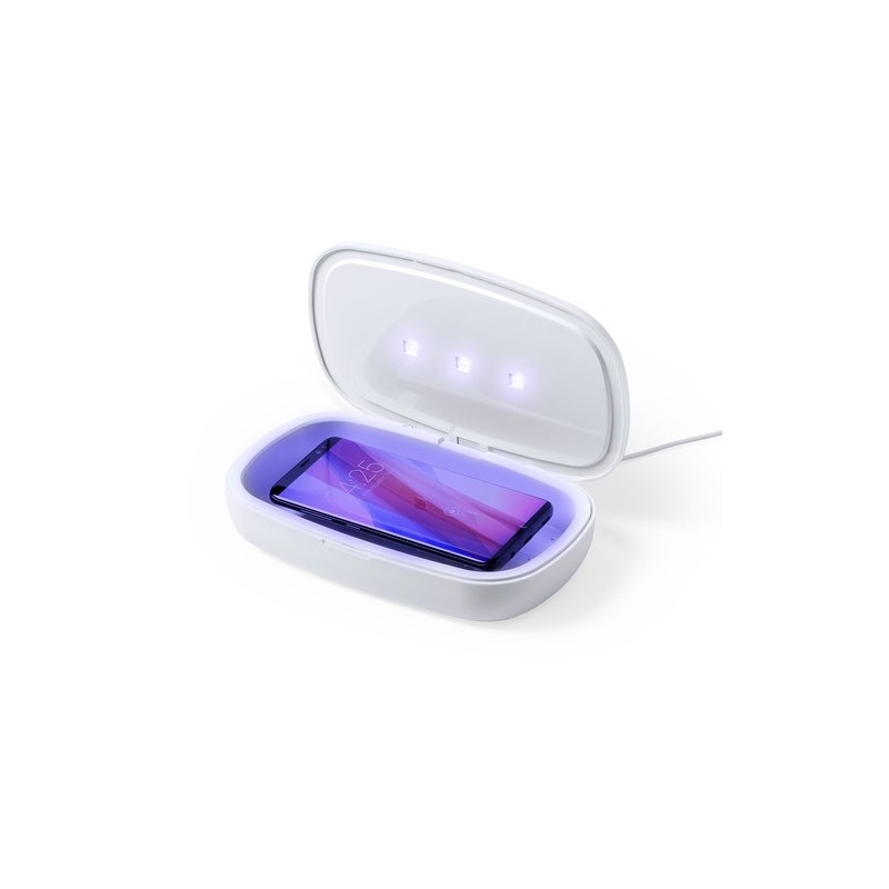 Stérilisateur UV Éco-responsable et Chargeur Sans Fil Personnalisé - Halby Couleurs : blanc cadeau entreprise pas cher