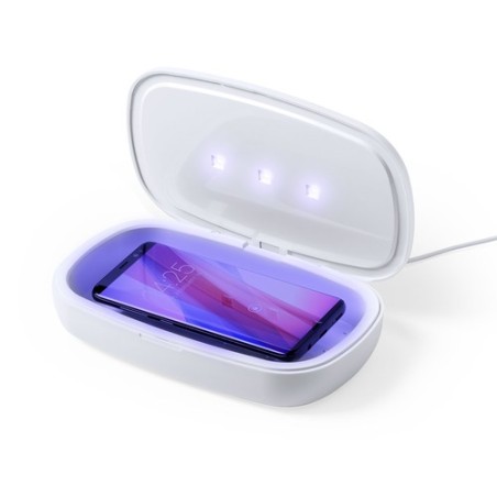 Stérilisateur UV Éco-responsable et Chargeur Sans Fil Personnalisé - Halby Couleurs : blanc cadeau entreprise pas cher