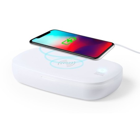 Stérilisateur UV Éco-responsable et Chargeur Sans Fil Personnalisé - Halby Couleurs : blanc goodies publicitaire événementiel