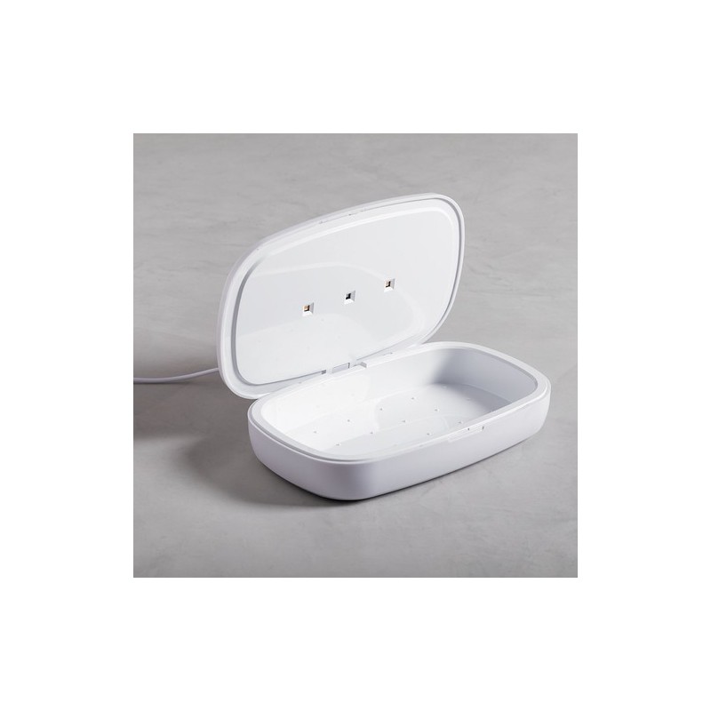 Stérilisateur UV Éco-responsable et Chargeur Sans Fil Personnalisé - Halby Couleurs : blanc marquage laser ultra précis