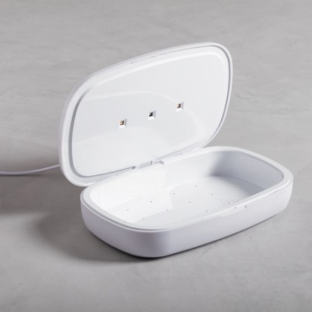 Stérilisateur UV Éco-responsable et Chargeur Sans Fil Personnalisé - Halby Couleurs : blanc marquage laser ultra précis
