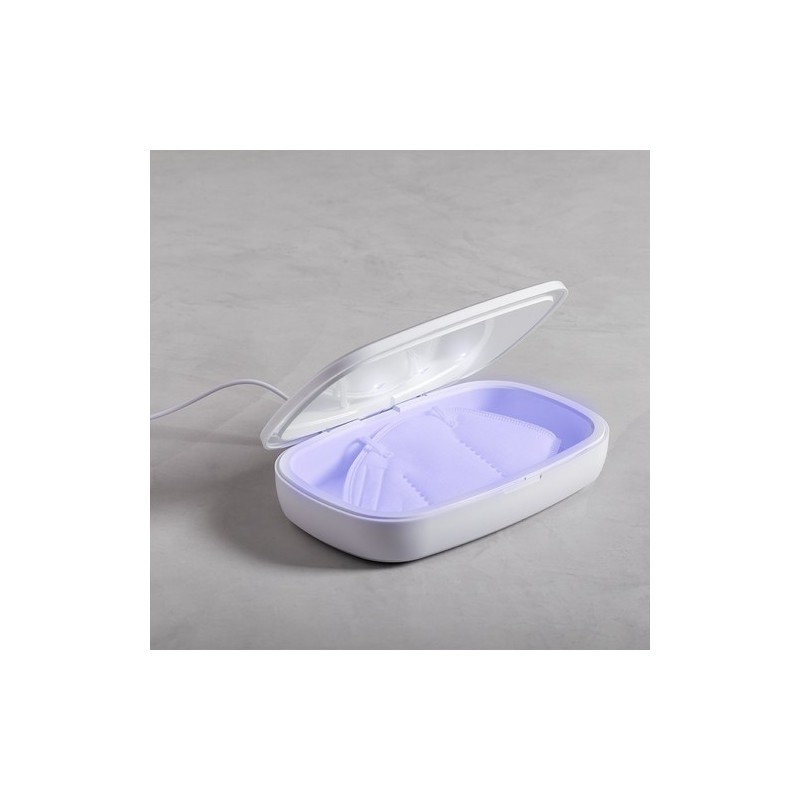 Stérilisateur UV Éco-responsable et Chargeur Sans Fil Personnalisé - Halby Couleurs : blanc objet promotionnel éco-responsable