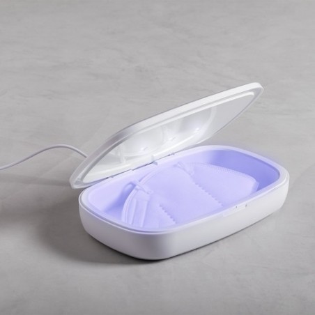 Stérilisateur UV Éco-responsable et Chargeur Sans Fil Personnalisé - Halby Couleurs : blanc objet promotionnel éco-responsable