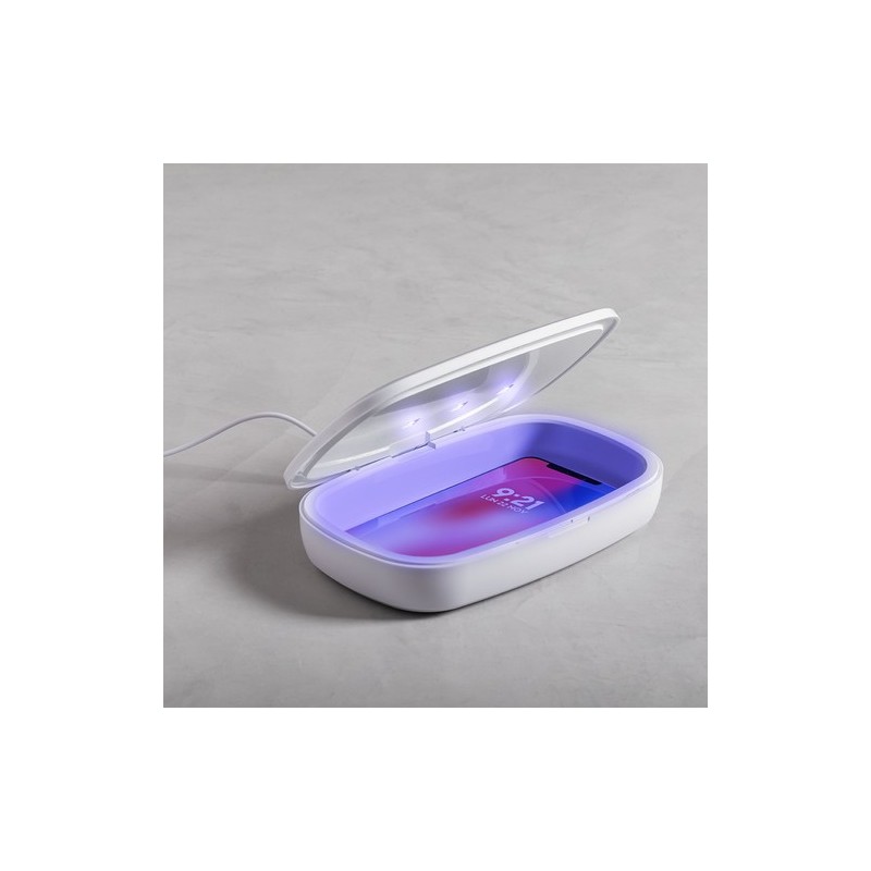 Stérilisateur UV Éco-responsable et Chargeur Sans Fil Personnalisé - Halby Couleurs : blanc cadeau collaborateur premium