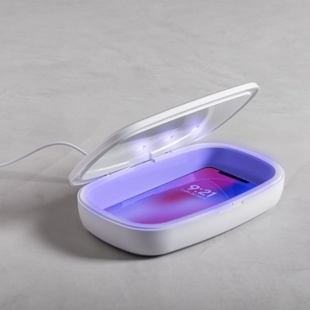 Stérilisateur UV Éco-responsable et Chargeur Sans Fil Personnalisé - Halby Couleurs : blanc cadeau collaborateur premium