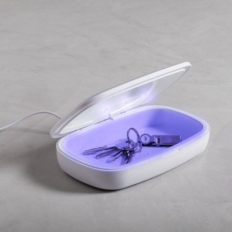 Stérilisateur UV Éco-responsable et Chargeur Sans Fil Personnalisé - Halby Couleurs : blanc personnalisation rapide en France