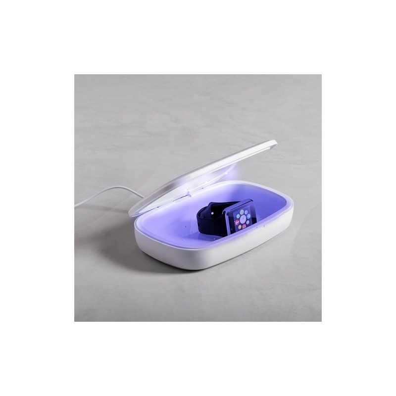 Stérilisateur UV Éco-responsable et Chargeur Sans Fil Personnalisé - Halby Couleurs : blanc goodies entreprise design