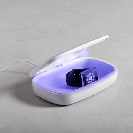 Stérilisateur UV Éco-responsable et Chargeur Sans Fil Personnalisé - Halby Couleurs : blanc goodies entreprise design