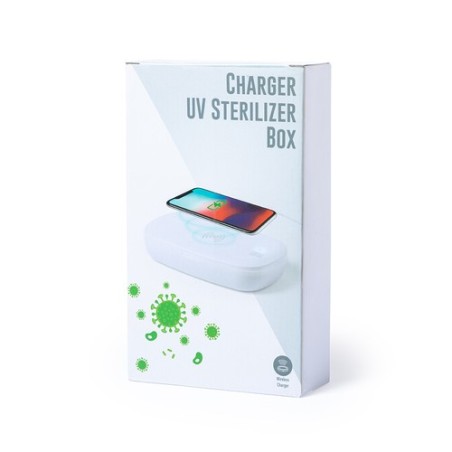 Stérilisateur UV Éco-responsable et Chargeur Sans Fil Personnalisé - Halby Couleurs : blanc impression logo haute qualité