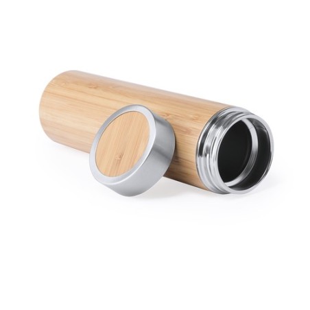 Bouteille Isotherme Éco-responsable Personnalisée 500ml en Bambou - Thermo Moltex Matières : bambou cadeau entreprise pas cher